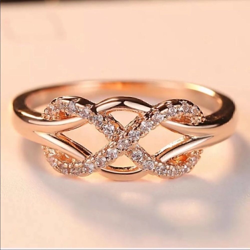 𝅺new Infinity Rose Gold Diamond Women’s Ring